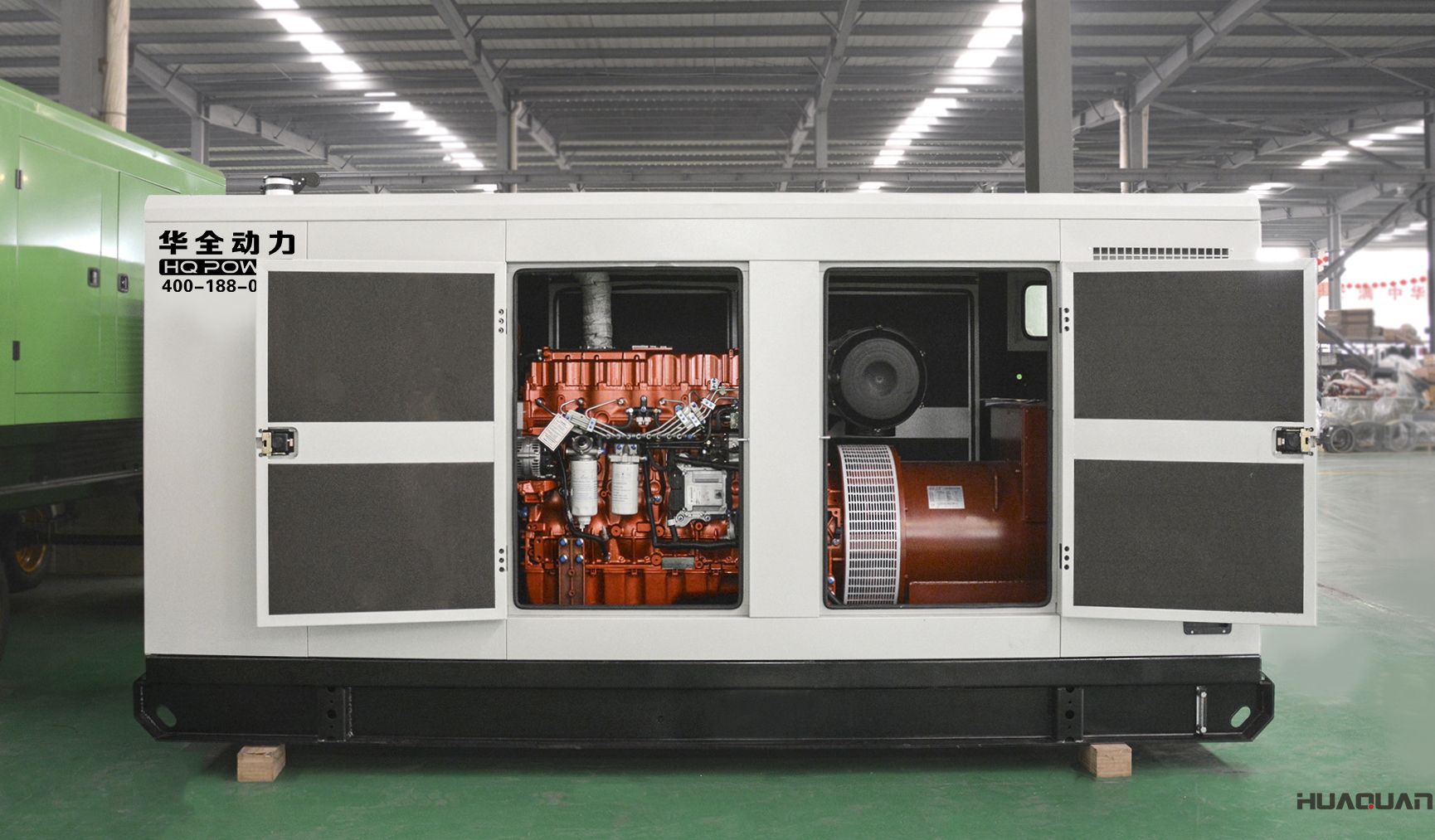 華全動(dòng)力300kw靜音箱發(fā)電機(jī)組于2018年4月23日發(fā)往濟(jì)南